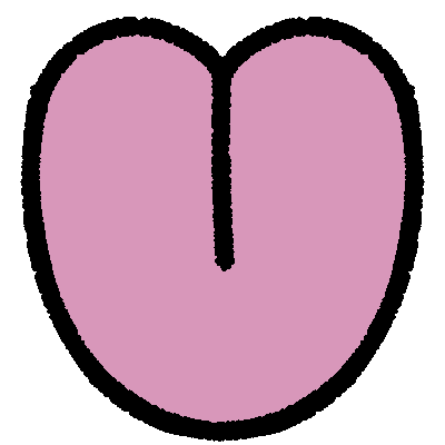 a stylized drawing of a tongue with a black outline.